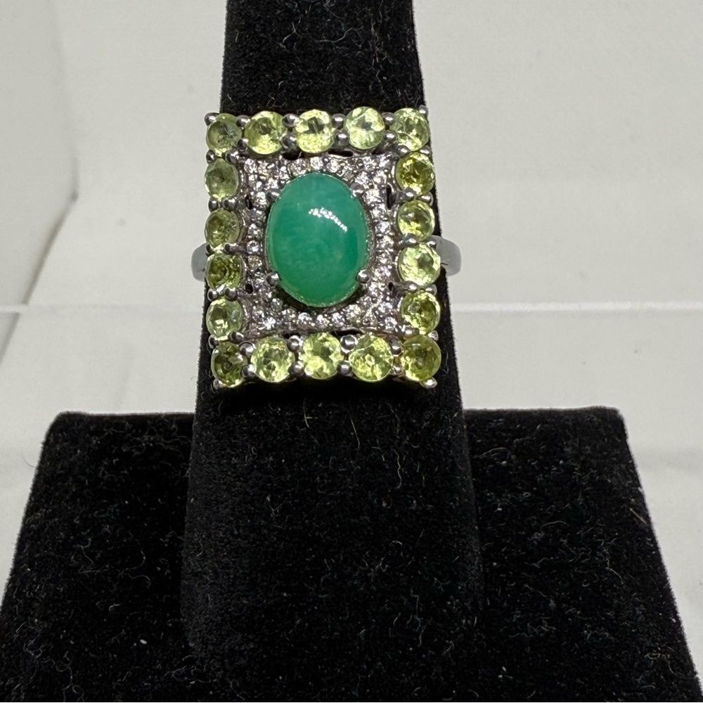 925 Sterling Silver green Gemstone Ring